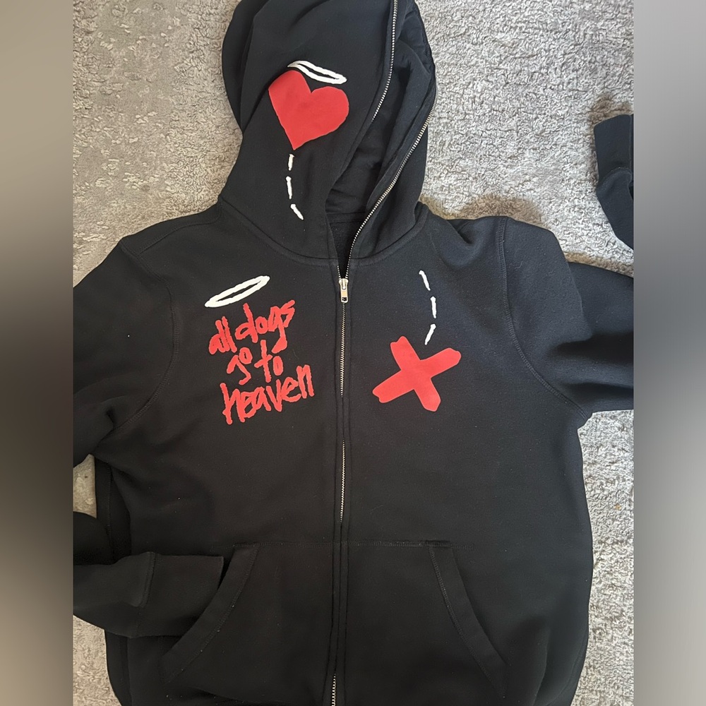 Black Zip up Hoodie size large with street wear styling